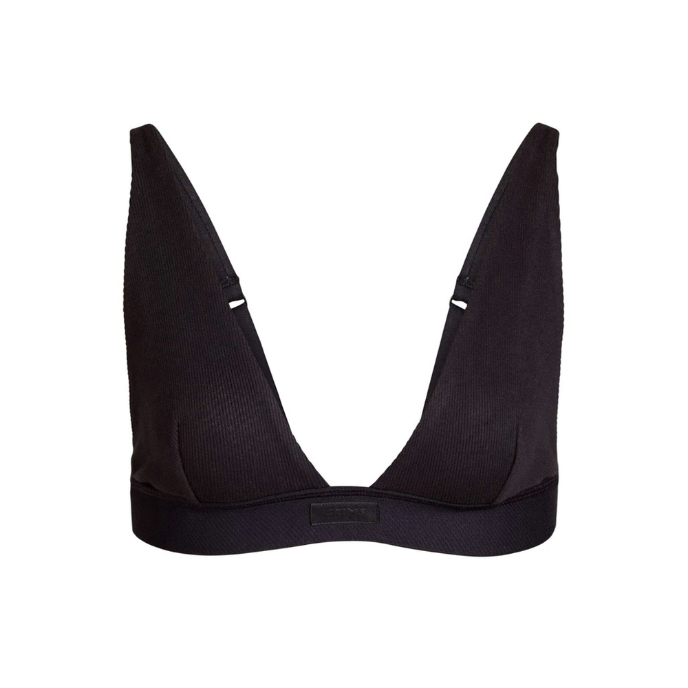 SKIMS Plunge Bralette – Soot – Size M – Light Cotton Jersey